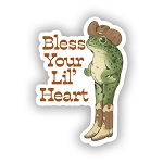 Bless Your Lil Heart Southern Cowboy Frog  Sticker (Peel N' Stick)